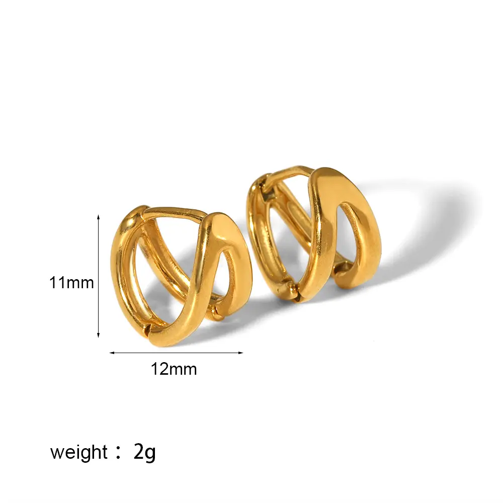 1 par de aretes para mujer de acero inoxidable chapados en oro de 18 quilates con diseño geométrico clásico de serie simple h5 Imagen2